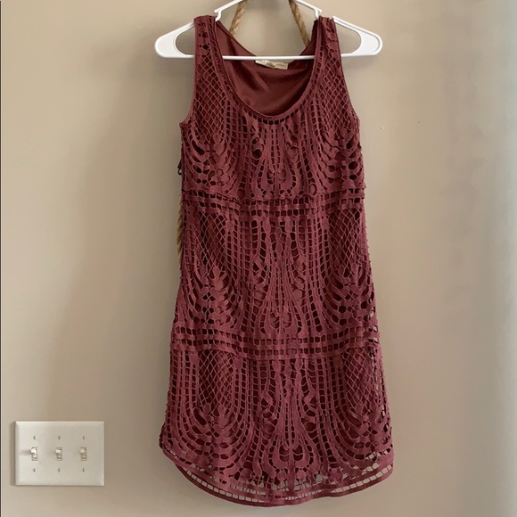 Maroon Crotchet Dress from Urban Outfitters ✨ - Picture 1 of 3